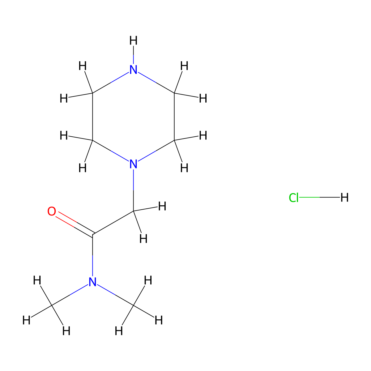 N,N-Dimethyl-2-(piperazin-1-yl)acetamide hydrochloride molecular structure, CAS 1032757-34-8