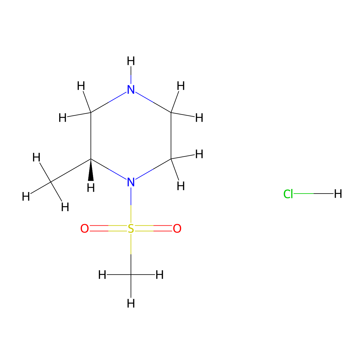 (2R)-1-Methanesulfonyl-2-methylpiperazine hydrochloride molecular structure, CAS 1032757-87-1