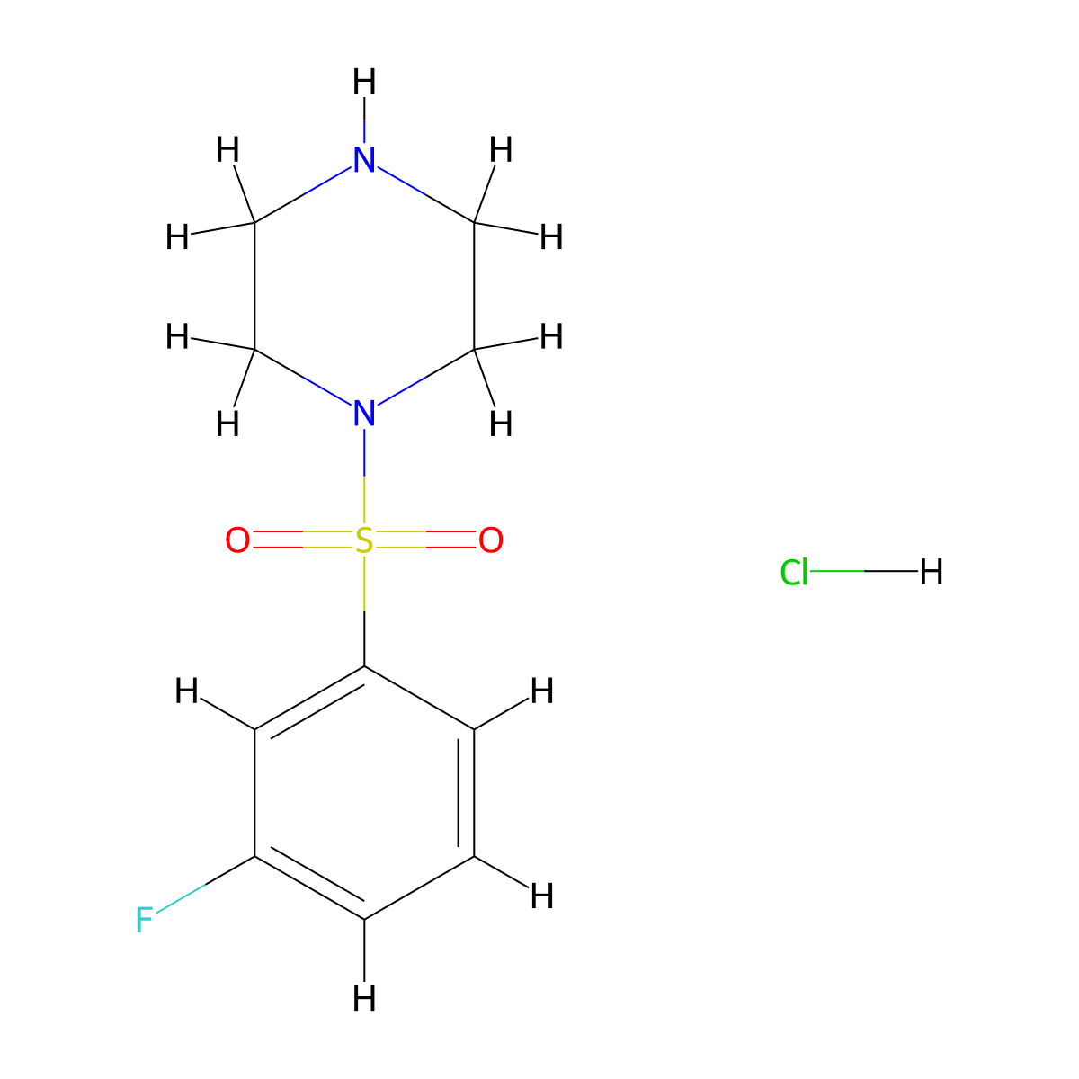 1-[(3-Fluorophenyl)sulfonyl]piperazine hydrochloride molecular structure, CAS 1032758-01-2