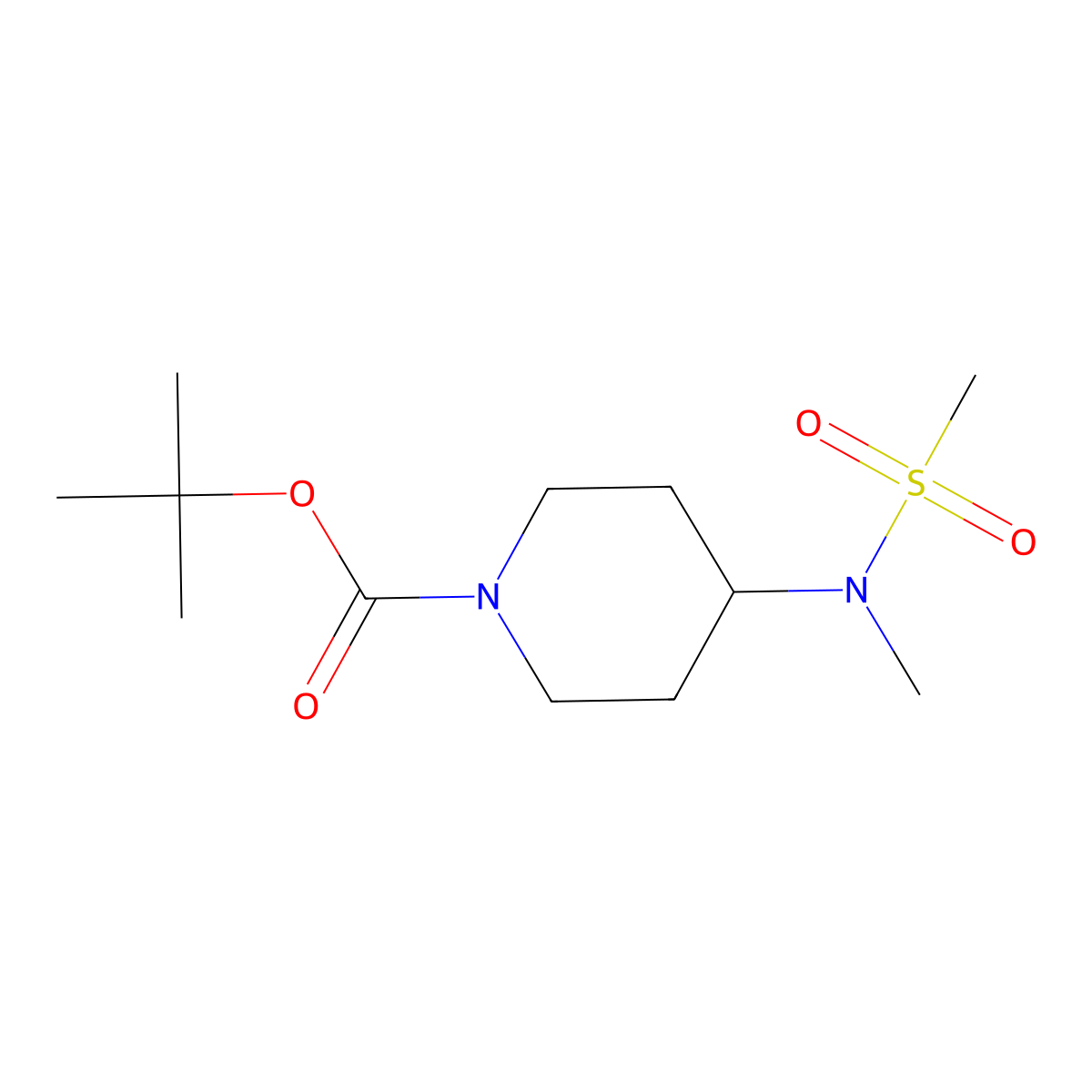 tert-butyl 4-(N-methylmethanesulfonamido)piperidine-1-carboxylate molecular structure, CAS 1032758-13-6