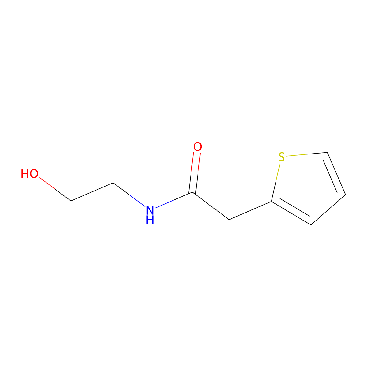 N-(2-hydroxyethyl)-2-(thiophen-2-yl)acetamide molecular structure, CAS 10328-41-3