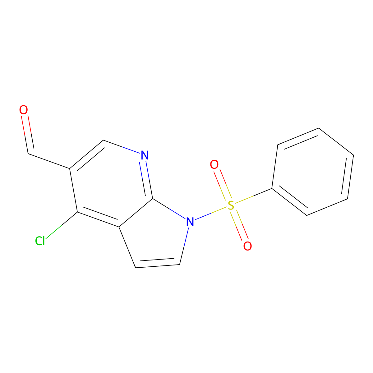 1H-Pyrrolo[2,3-B]pyridine-5-carboxaldehyde, 4-chloro-1-(phenylsulfonyl)- molecular structure, CAS 1032815-07-8