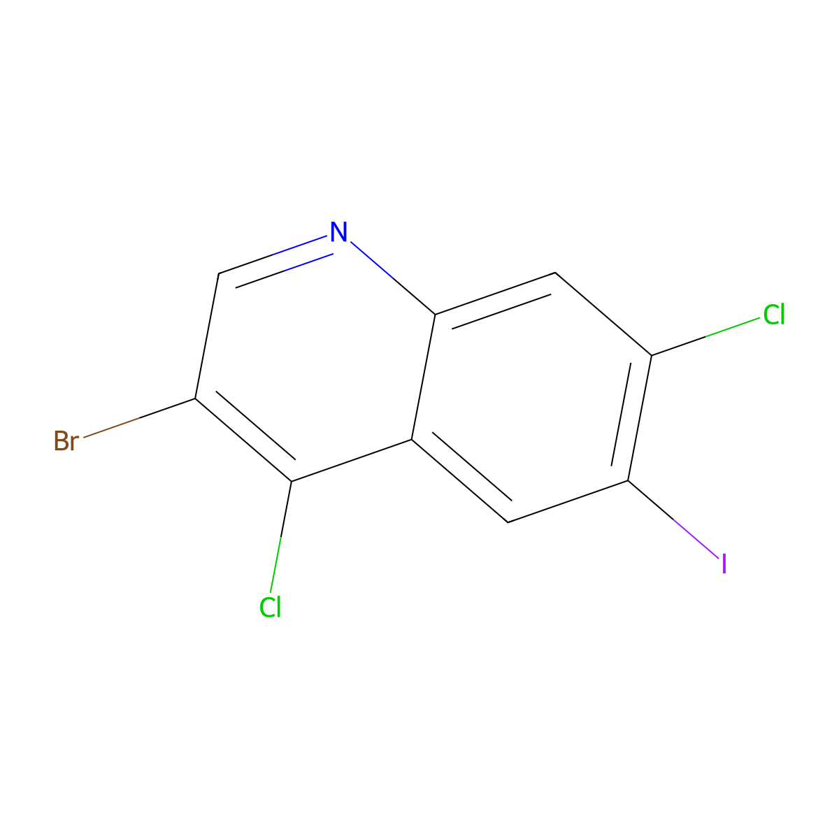 3-Bromo-4,7-dichloro-6-iodoquinoline molecular structure, CAS 1032816-46-8