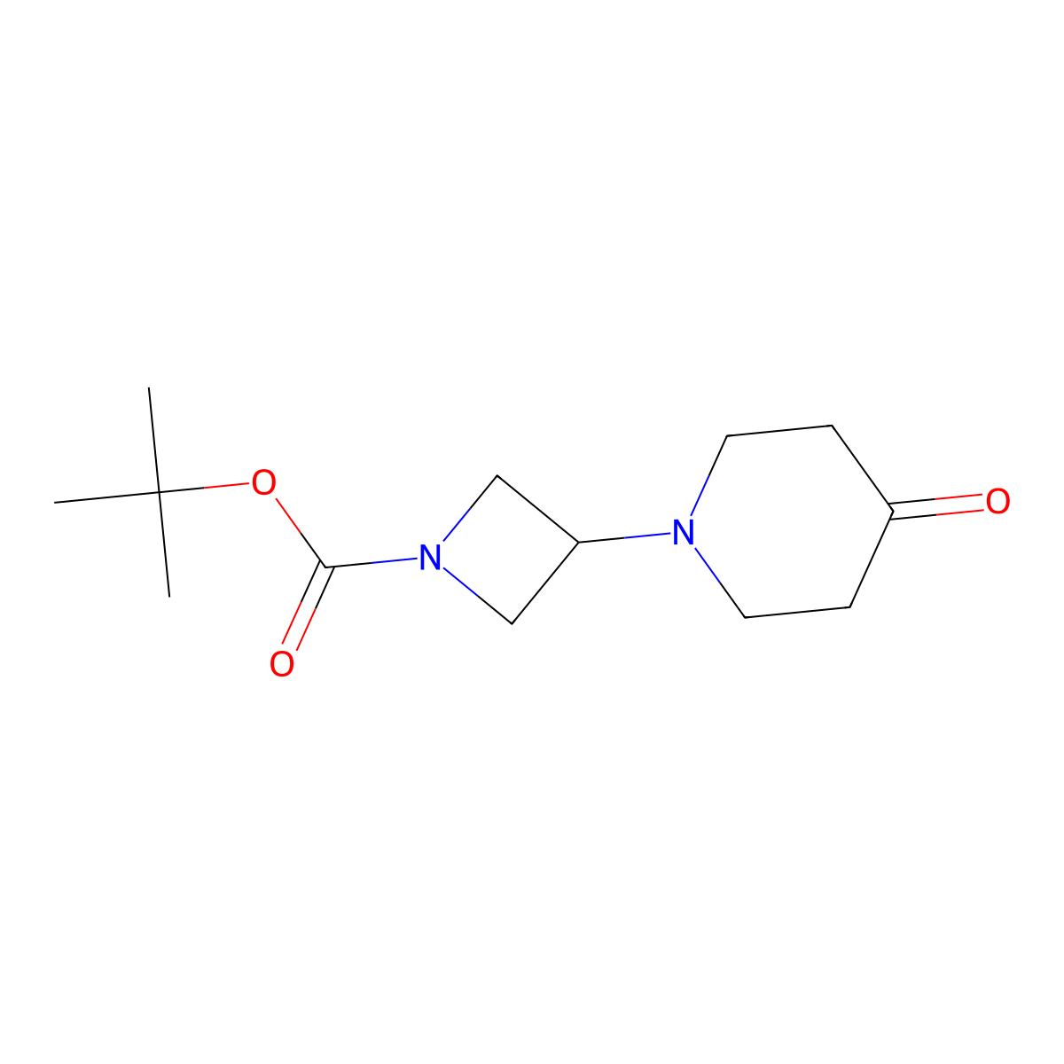 Tert-butyl 3-(4-oxopiperidin-1-yl)azetidine-1-carboxylate molecular structure, CAS 1032818-89-5