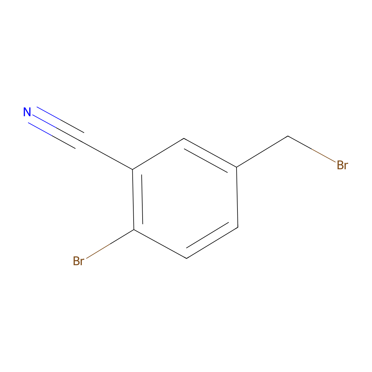 2-Bromo-5-(bromomethyl)benzonitrile molecular structure, CAS 1032822-10-8