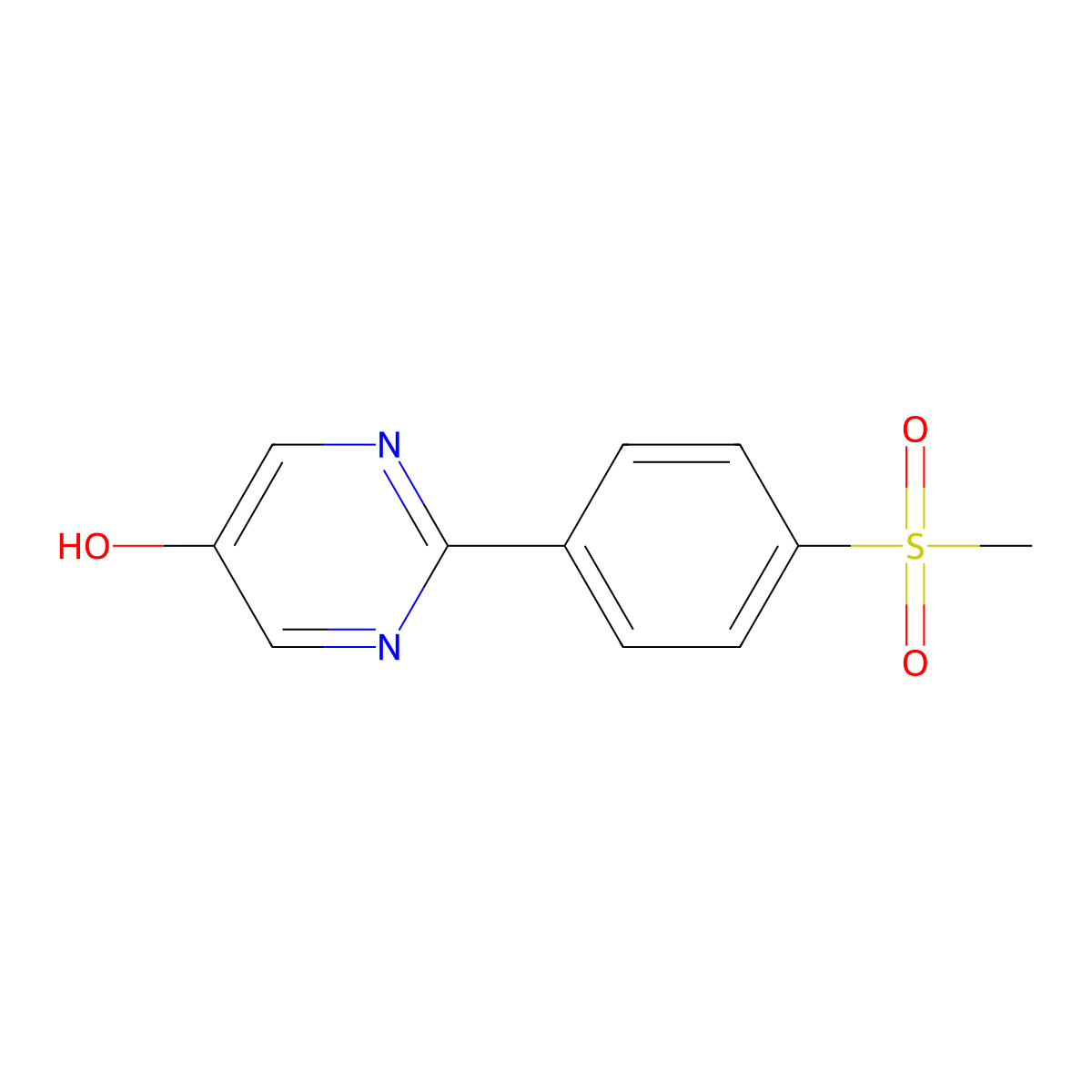 2-(4-(Methylsulfonyl)phenyl)pyrimidin-5-ol molecular structure, CAS 1032825-29-8