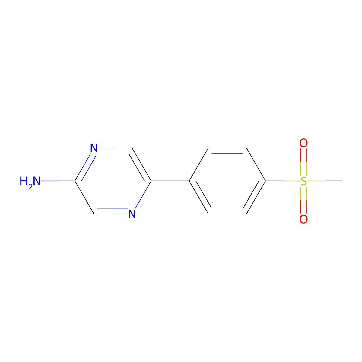5-[4-(Methylsulfonyl)phenyl]-2-pyrazinamine molecular structure, CAS 1032825-43-6