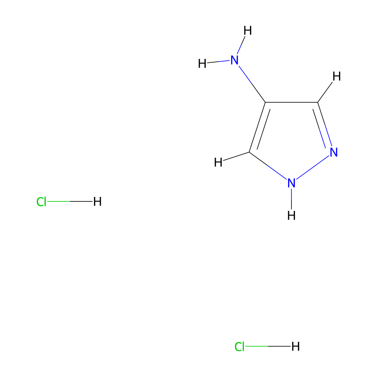 1H-pyrazol-4-amine dihydrochloride molecular structure, CAS 103286-58-4