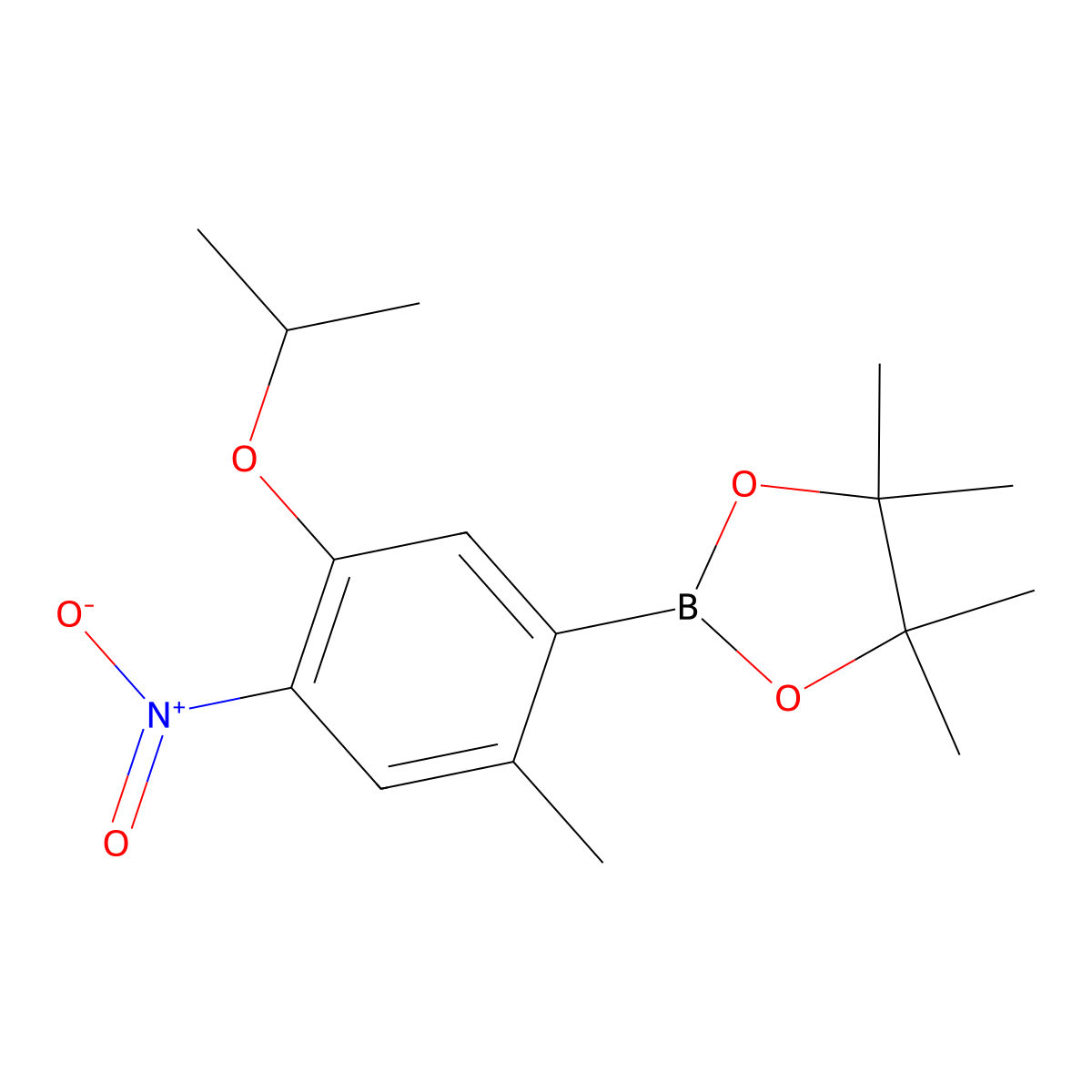 2-(5-Isopropoxy-2-methyl-4-nitrophenyl)-4,4,5,5-tetramethyl-1,3,2-dioxaborolane molecular structure, CAS 1032903-51-7