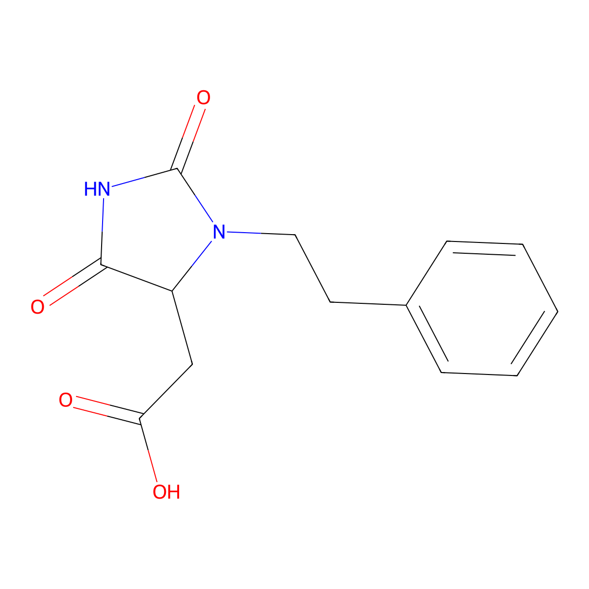 2-(2,5-Dioxo-3-phenethylimidazolidin-4-yl)acetic acid molecular structure, CAS 1032938-77-4