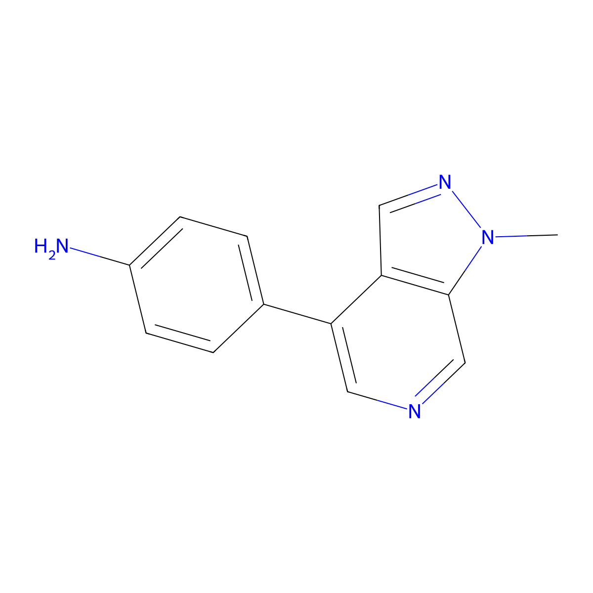 4-(1-methyl-1H-pyrazolo[3,4-c]pyridin-4-yl)-phenylamine molecular structure, CAS 1032943-44-4
