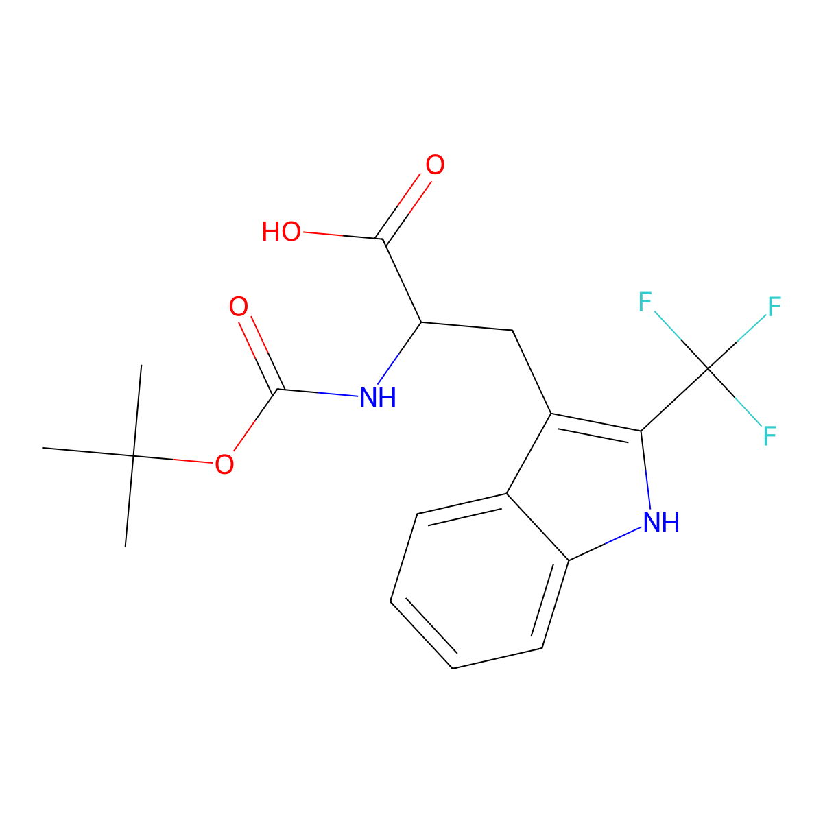 N-alpha-t-Butyloxycarbonyl-2-trifluoromethyl-L-tryptophane (Boc-L-Trp(2-CF3)-OH) molecular structure, CAS 1032947-73-1