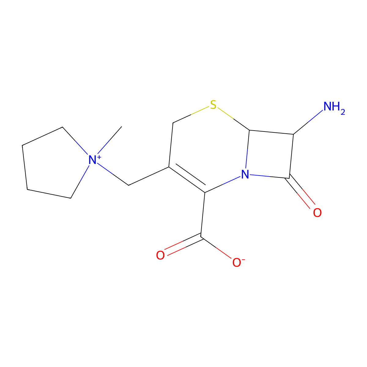 (6R,7R)-7-Amino-3-((1-methylpyrrolidinio)methyl)-8-oxo-5-thia-1-azabicyclo(4.2.0)oct-2-ene-2-carboxylate molecular structure, CAS 103296-32-8