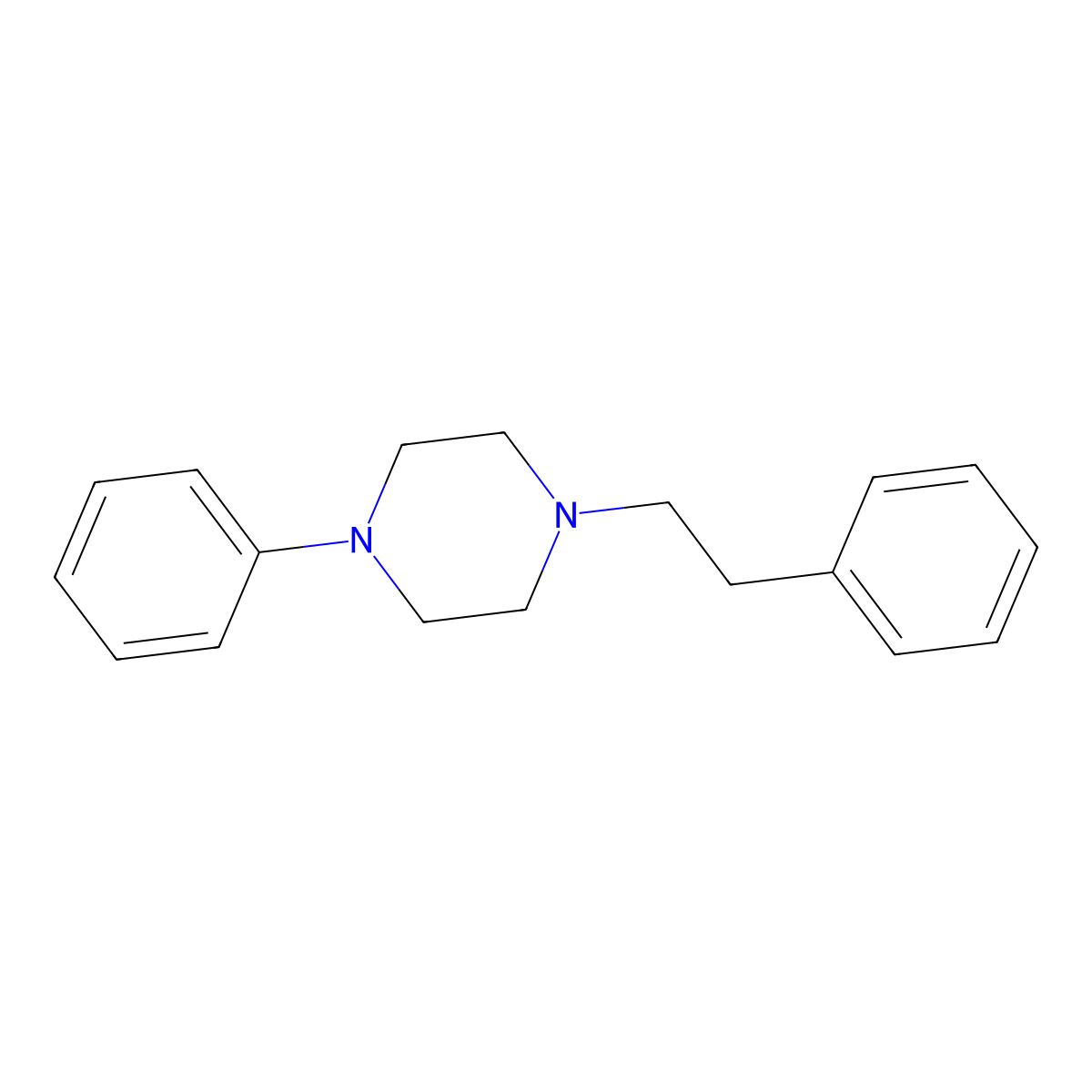 Piperazine, 1-phenethyl-4-phenyl- molecular structure, CAS 1033-68-7