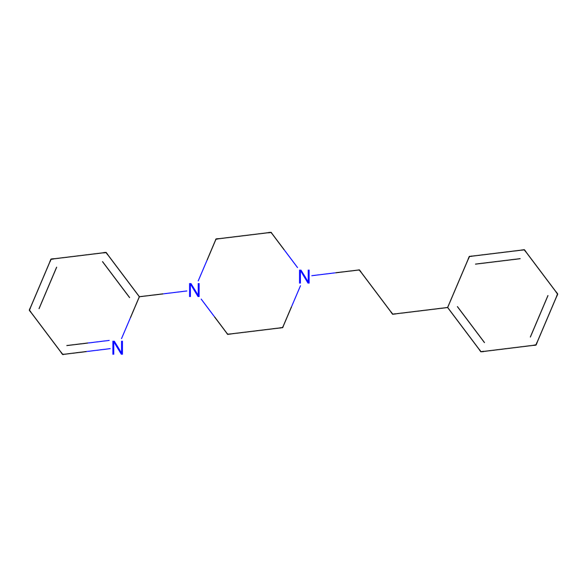 1-(2-Phenethyl)-4-(2-pyridyl)piperazine molecular structure, CAS 1033-69-8