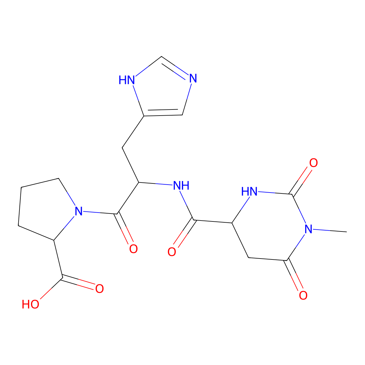 L-Proline, (4S)-hexahydro-1-methyl-2,6-dioxo-4-pyrimidinecarbonyl-L-histidyl- molecular structure, CAS 103300-77-2