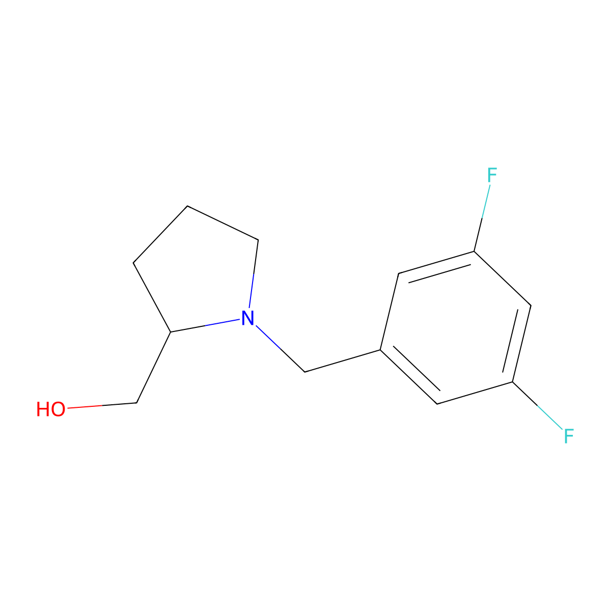 {1-[(3,5-Difluorophenyl)methyl]pyrrolidin-2-yl}methanol molecular structure, CAS 1033011-85-6