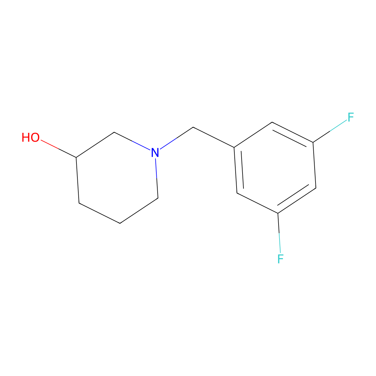 1-(3,5-Difluorobenzyl)piperidin-3-ol molecular structure, CAS 1033013-36-3