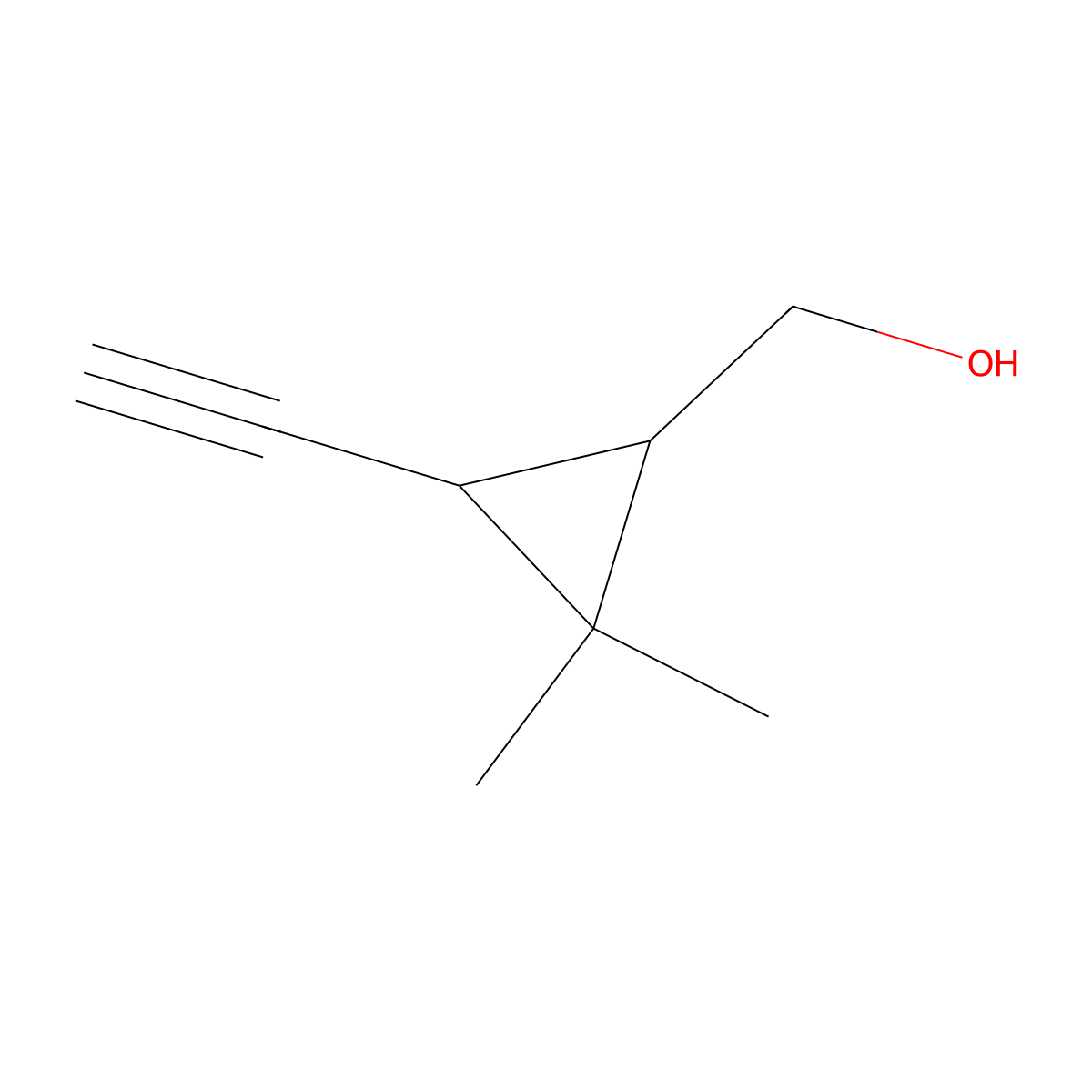 rac-[(1R,3R)-3-ethynyl-2,2-dimethylcyclopropyl]methanol molecular structure, CAS 103304-14-9