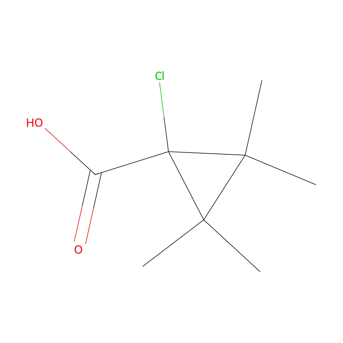 1-Chloro-2,2,3,3-tetramethylcyclopropane-1-carboxylic acid molecular structure, CAS 103304-36-5