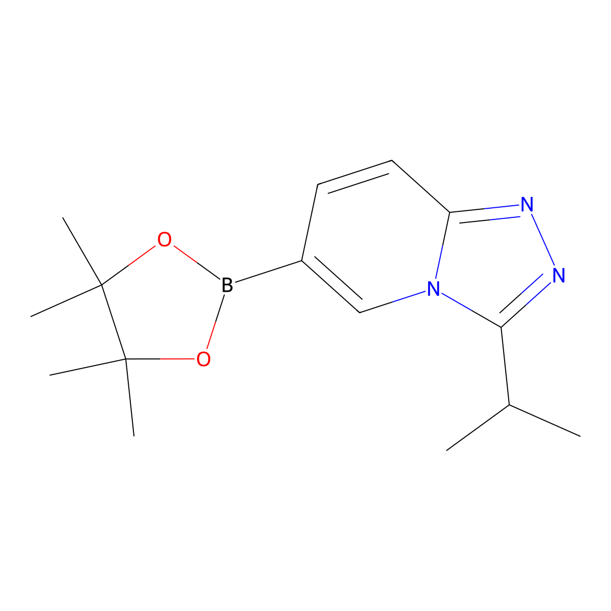 3-Isopropyl-6-(4,4,5,5-tetramethyl-1,3,2-dioxaborolan-2-yl)-[1,2,4]triazolo[4,3-a]pyridine molecular structure, CAS 1033040-30-0