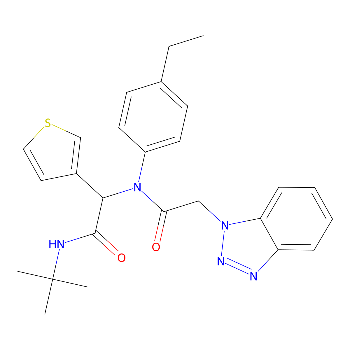 2-(2-(1H-Benzo[d][1,2,3]triazol-1-yl)-N-(4-ethylphenyl)acetamido)-N-(tert-butyl)-2-(thiophen-3-yl)acetamide molecular structure, CAS 1033044-91-5