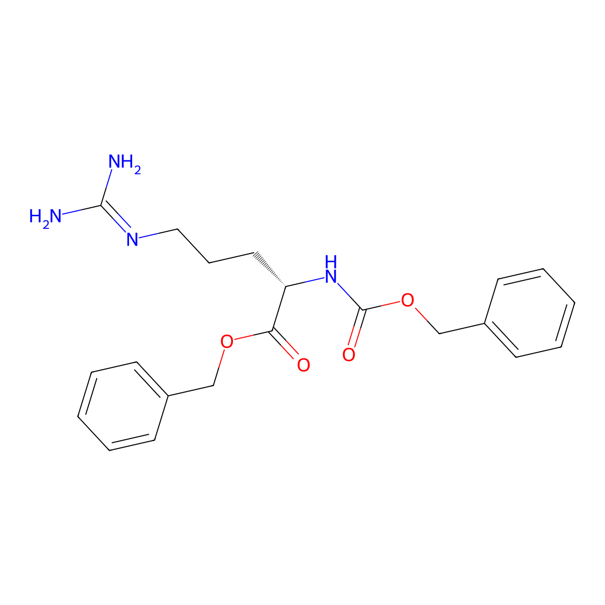 benzyl (2S)-5-(diaminomethylideneamino)-2-(phenylmethoxycarbonylamino)pentanoate molecular structure, CAS 103305-87-9