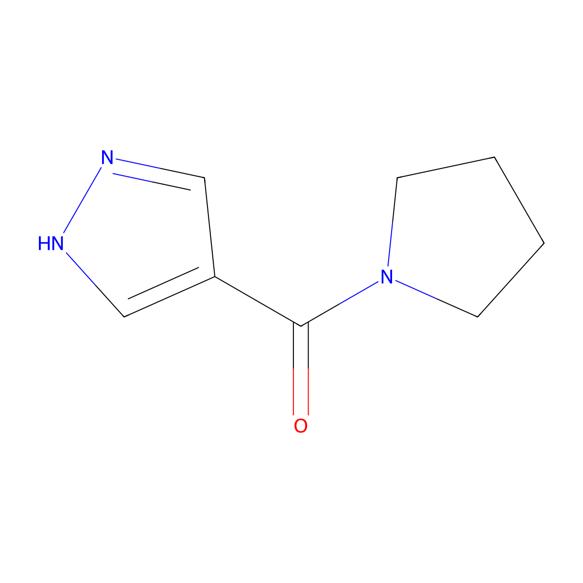 (1H-Pyrazol-4-yl)(pyrrolidin-1-yl)methanone molecular structure, CAS 1033055-28-5