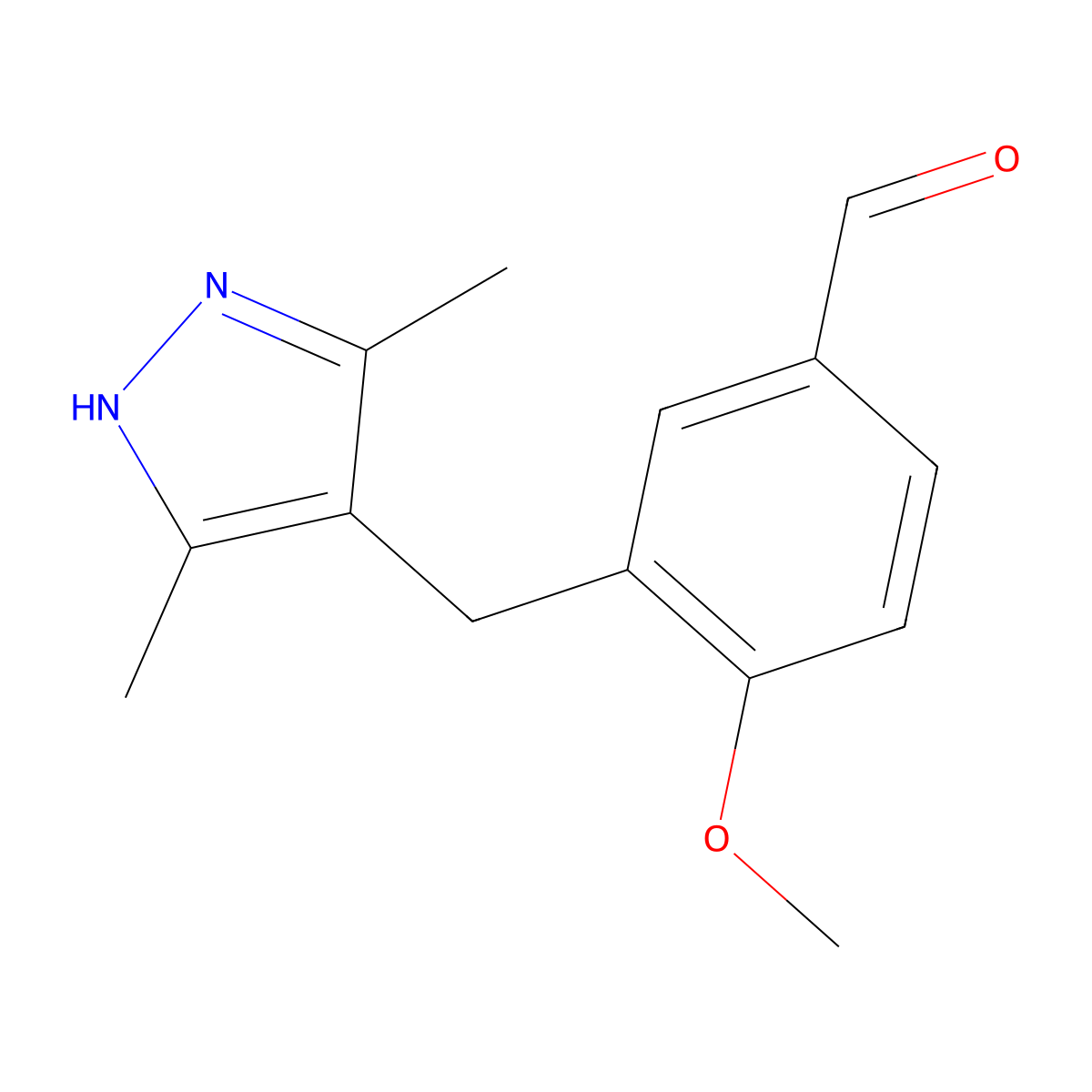 3-[(3,5-dimethyl-1H-pyrazol-4-yl)methyl]-4-methoxybenzaldehyde hydrochloride molecular structure, CAS 1033076-71-9