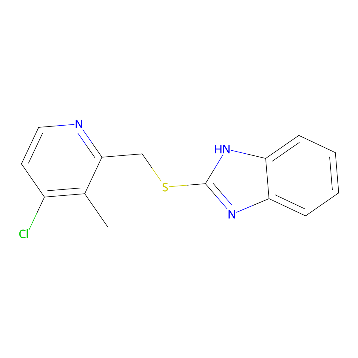 2-[[(4-Chloro-3-methyl-2-pyridinyl)methyl]thio]-1H-benzimidazole molecular structure, CAS 103312-62-5