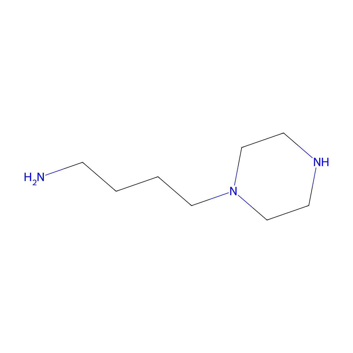 1-Piperazinebutanamine molecular structure, CAS 103315-50-0