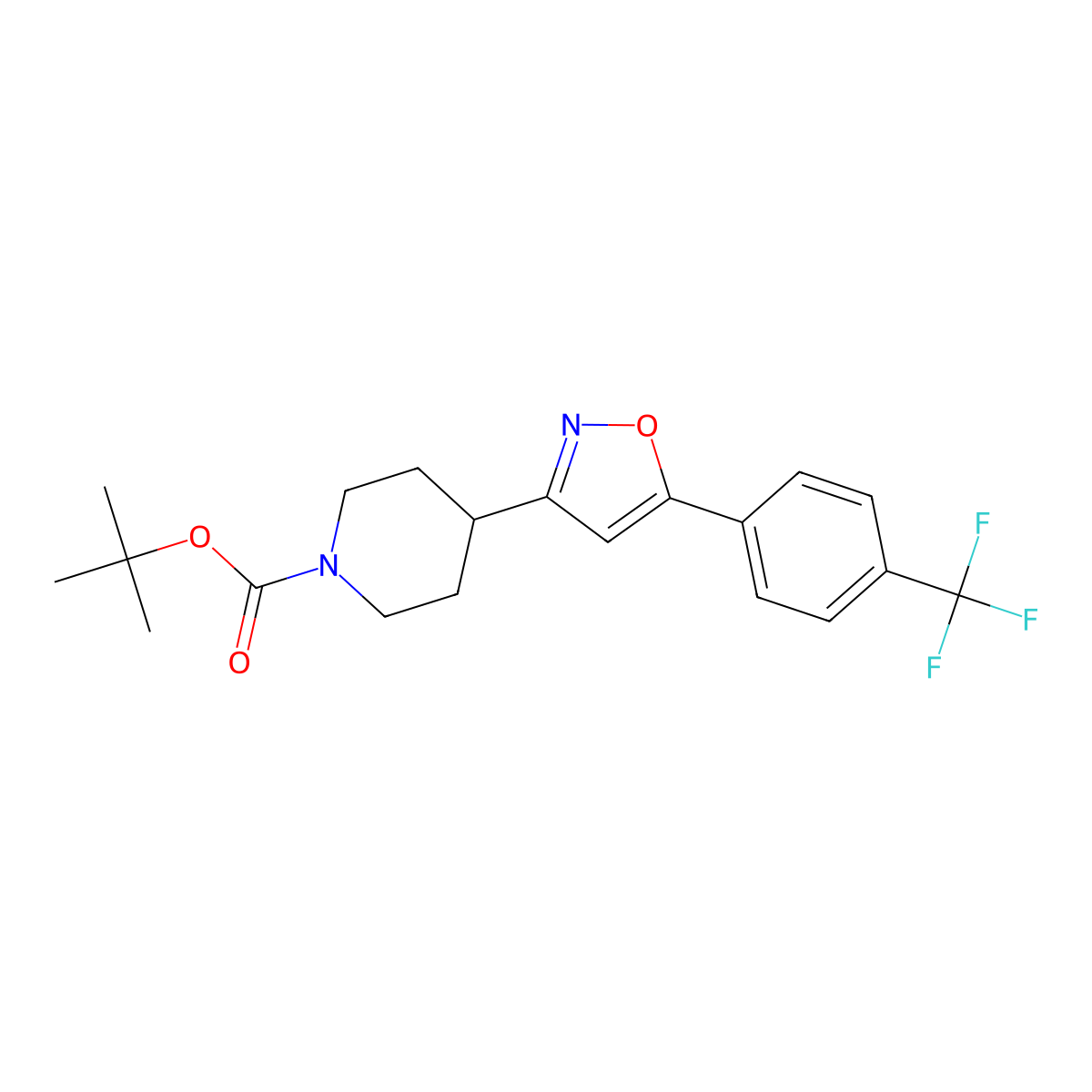 N-Boc 4-(5-(4-(trifluoromethyl)phenyl) isoxazol-3-YL)piperidine molecular structure, CAS 1033194-50-1