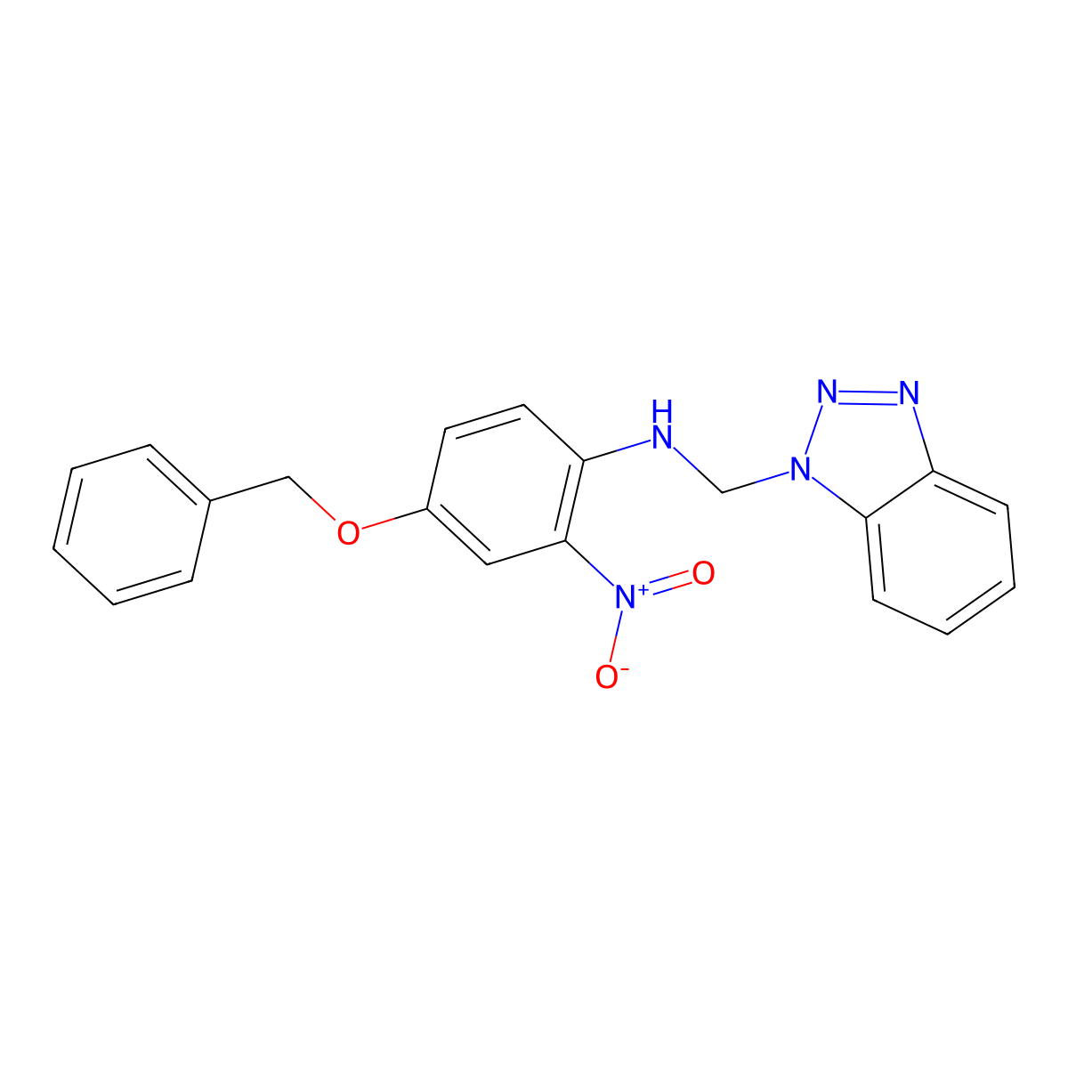 N-((1H-Benzo[D][1,2,3]triazol-1-YL)methyl)-4-(benzyloxy)-2-nitroaniline molecular structure, CAS 1033194-52-3