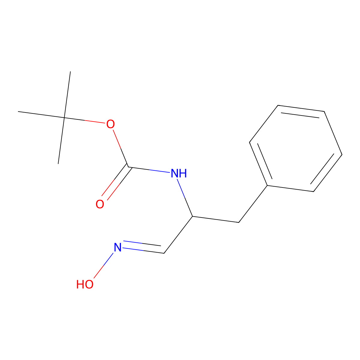 Tert-butyl 1-(hydroxyimino)-3-phenylpropan-2-ylcarbamate molecular structure, CAS 1033194-57-8
