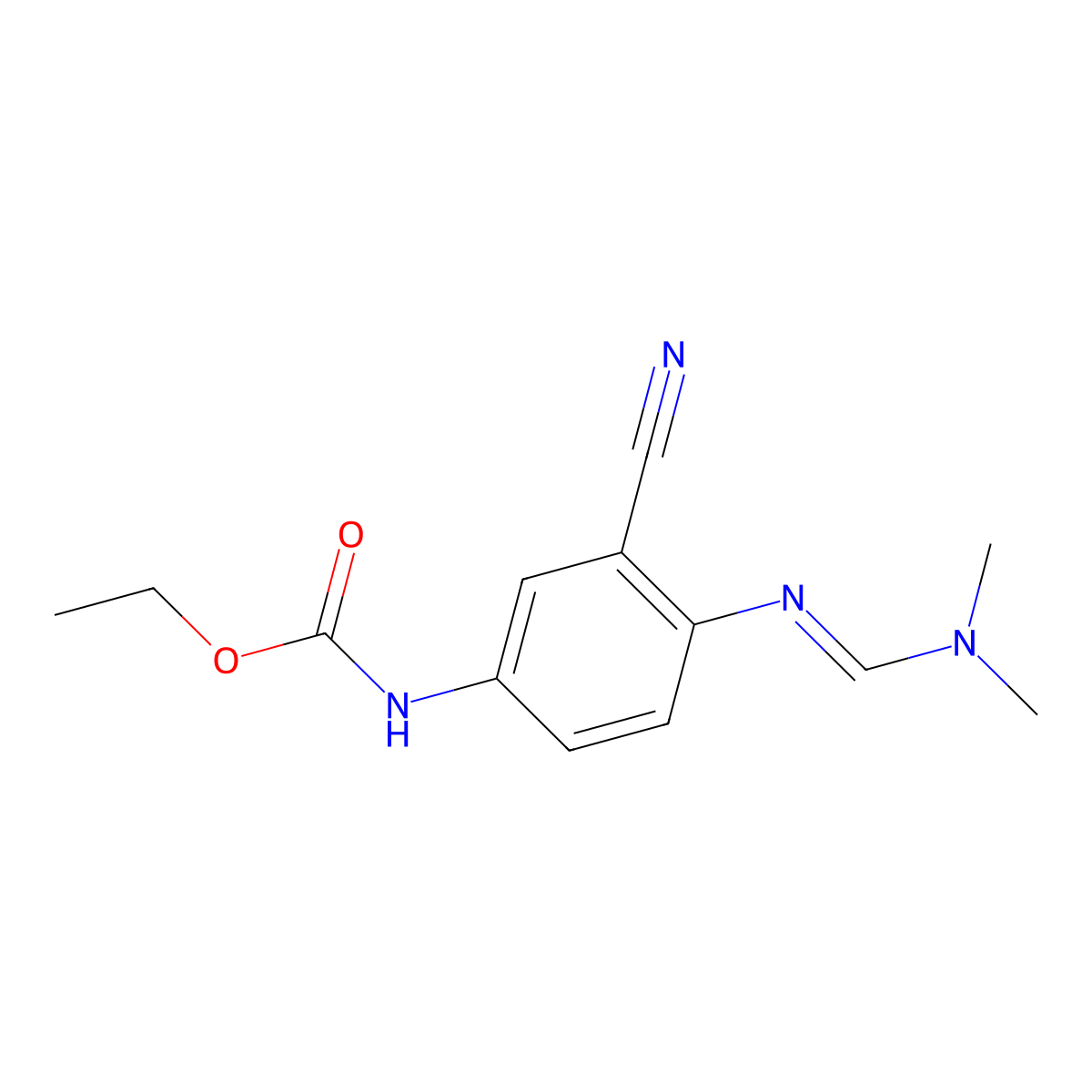 (E)-Ethyl 3-cyano-4-((dimethylamino) methyleneamino)phenylcarbamate molecular structure, CAS 1033194-59-0