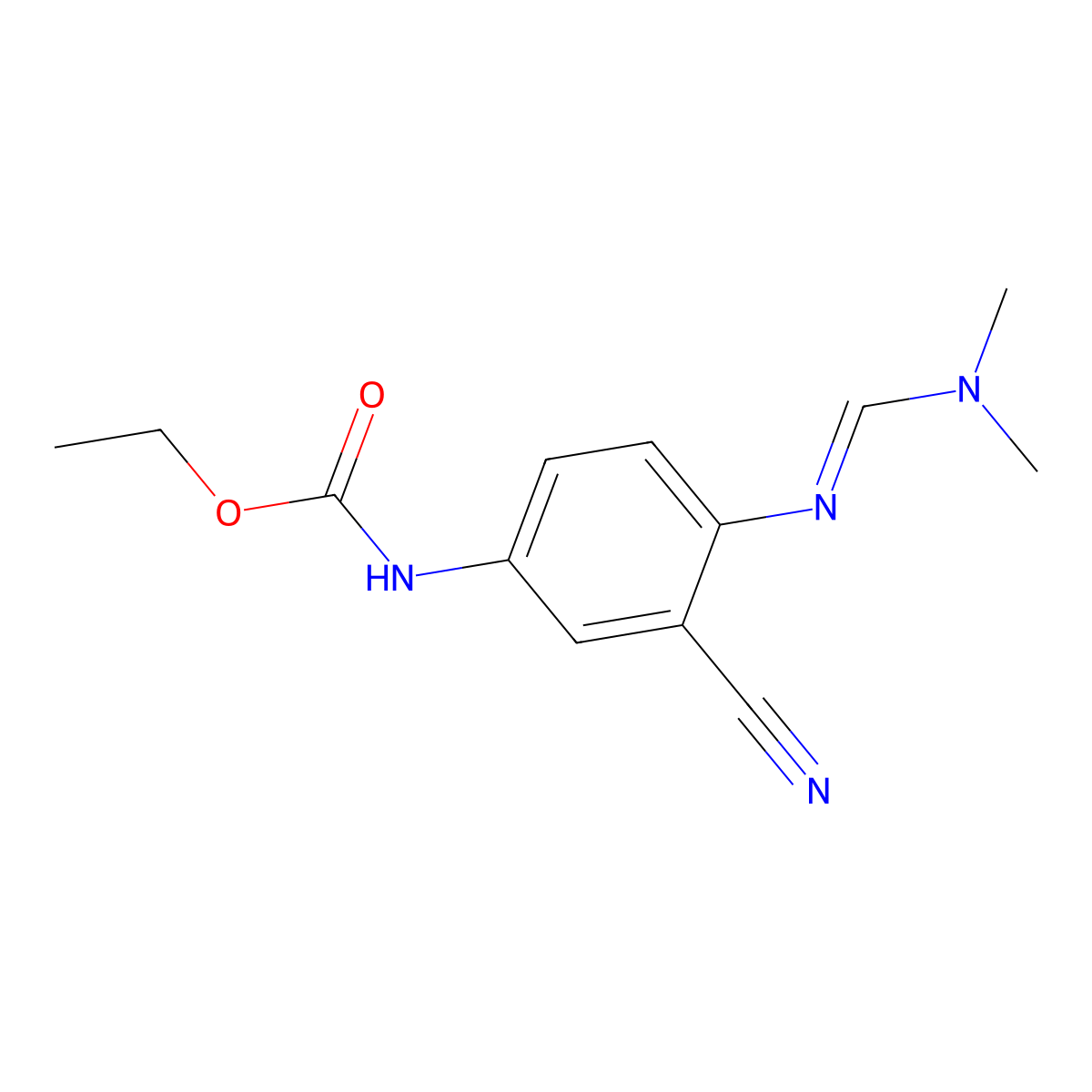 (E)-Ethyl 3-cyano-4-((dimethylamino) methyleneamino)phenylcarbamate molecular structure, CAS 1033194-59-0