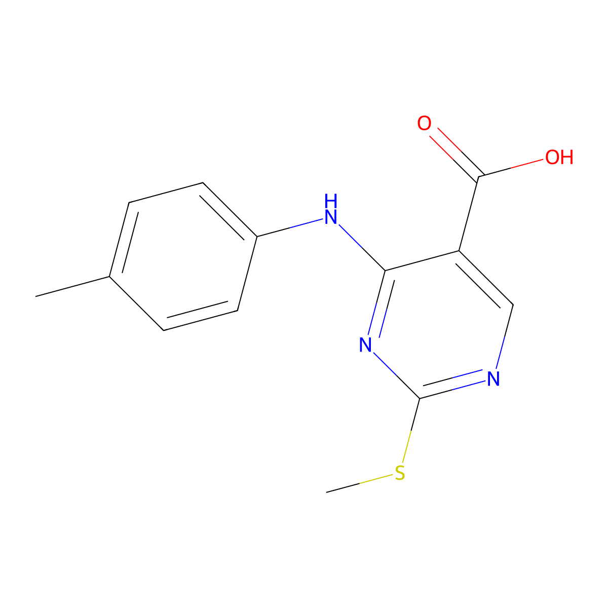 2-(Methylthio)-4-(P-tolylamino)pyrimidine-5-carboxylic acid molecular structure, CAS 1033194-60-3