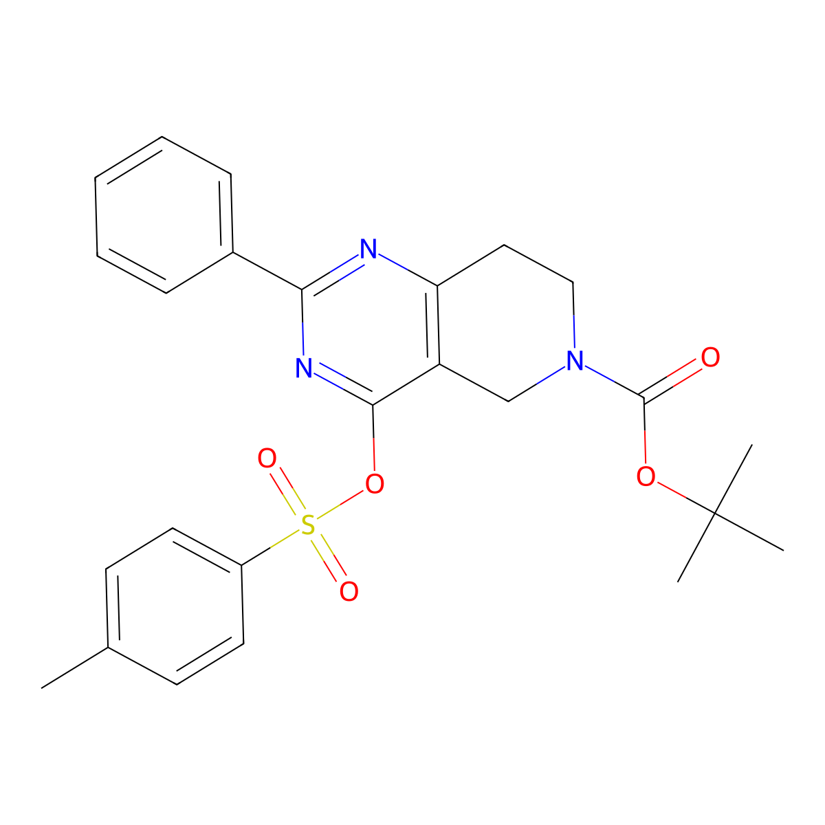Tert-butyl 2-phenyl-4-(P-tolylsulfonyloxy)-7,8-dihydropyrido[4,3-D]pyrimidine-6(5H)-carboxylate molecular structure, CAS 1033194-61-4