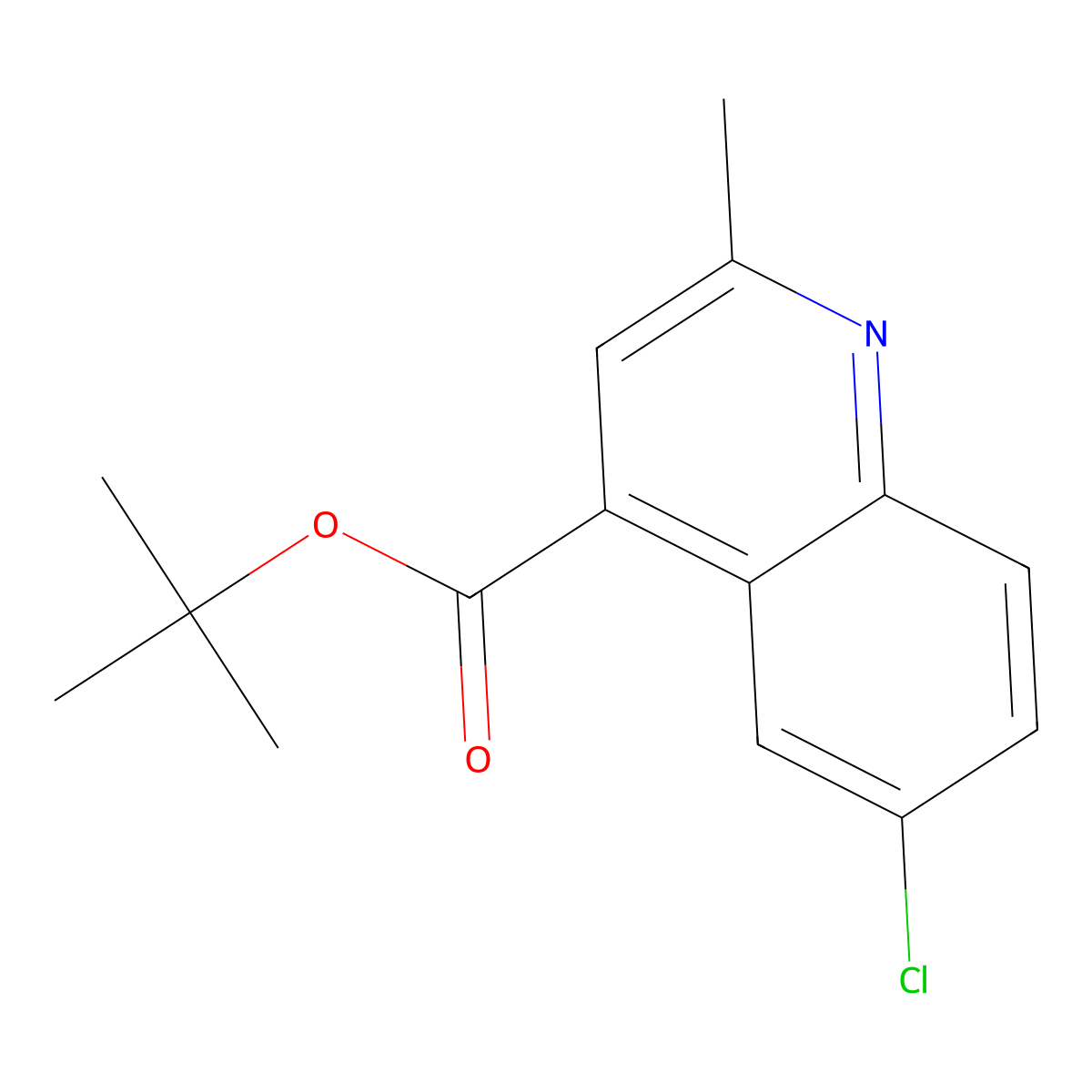 Tert-butyl 6-chloro-2-methylquinoline-4-carboxylate molecular structure, CAS 1033194-62-5