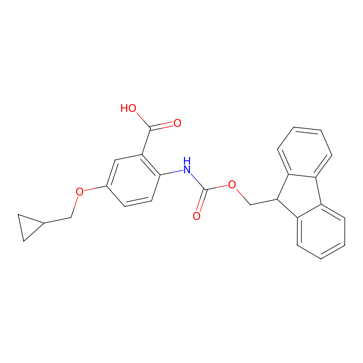 2-(Fmoc-amino)-5-(cyclopropylmethoxy)benzoic acid molecular structure, CAS 1033194-63-6