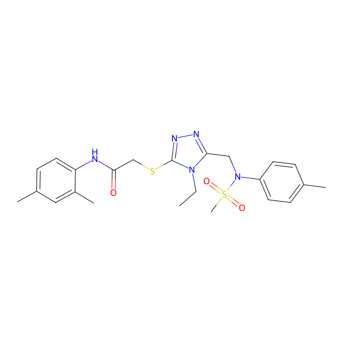 N-(2,4-dimethylphenyl)-2-[(4-ethyl-5-{[(4-methylphenyl)(methylsulfonyl)amino]methyl}-4H-1,2,4-triazol-3-yl)sulfanyl]acetamide molecular structure, CAS 1033194-64-7