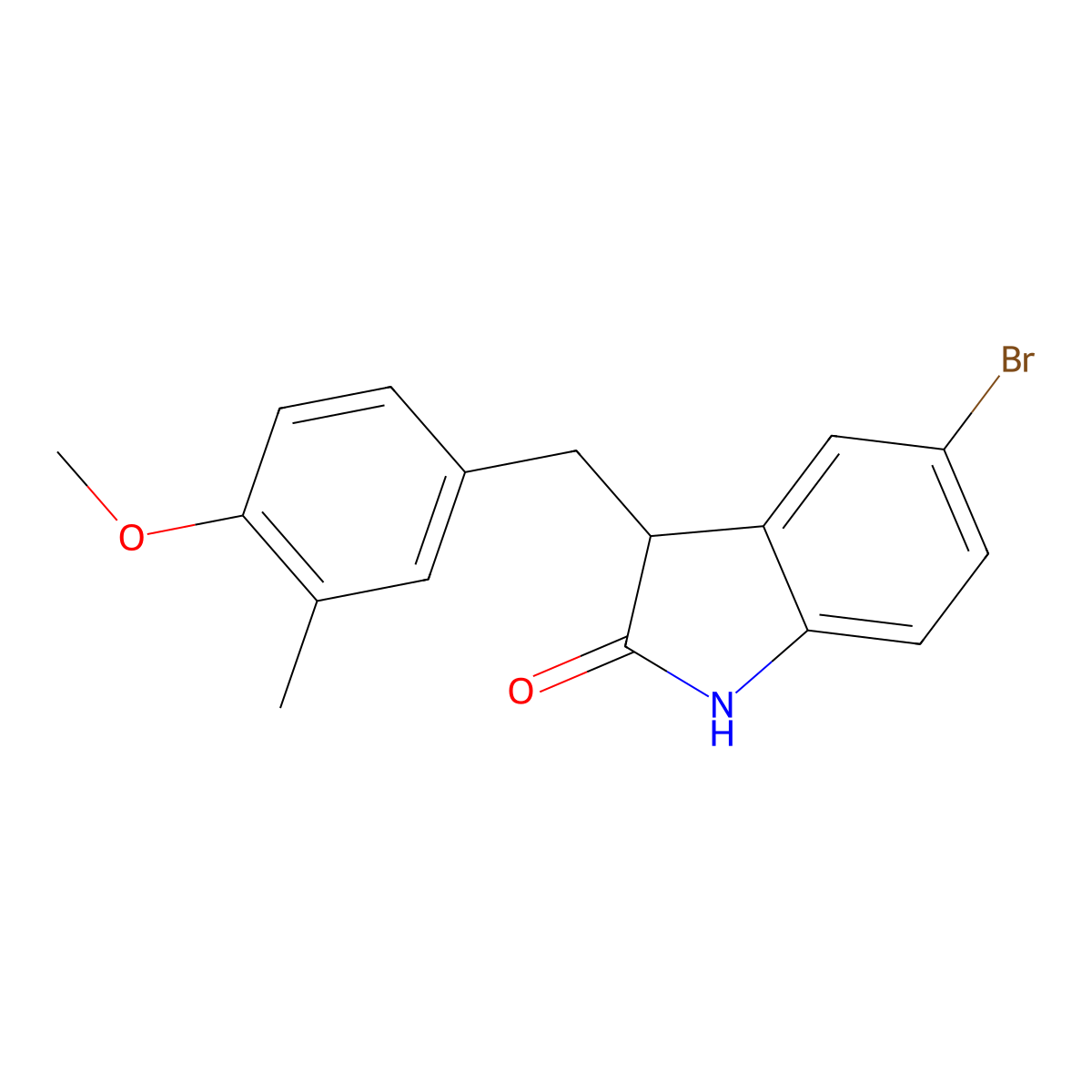 5-bromo-3-(4-methoxy-3-methylbenzyl)-1,3-dihydro-2H-indol-2-one molecular structure, CAS 1033200-91-7