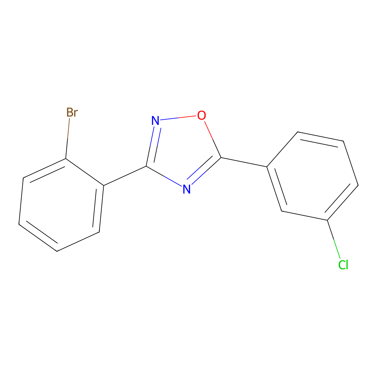 3-(2-Bromophenyl)-5-(3-chlorophenyl)-1,2,4-oxadiazole molecular structure, CAS 1033201-83-0