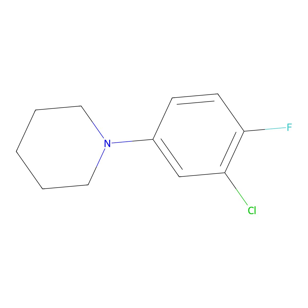 1-(3-Chloro-4-fluorophenyl)piperidine molecular structure, CAS 1033201-89-6