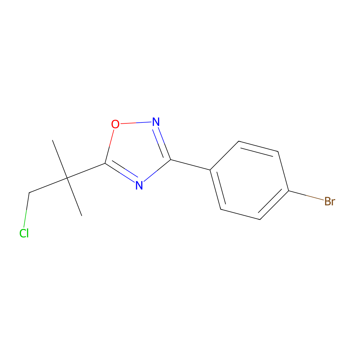 3-(4-Bromophenyl)-5-(1-chloro-2-methylpropan-2-YL)-1,2,4-oxadiazole molecular structure, CAS 1033201-95-4