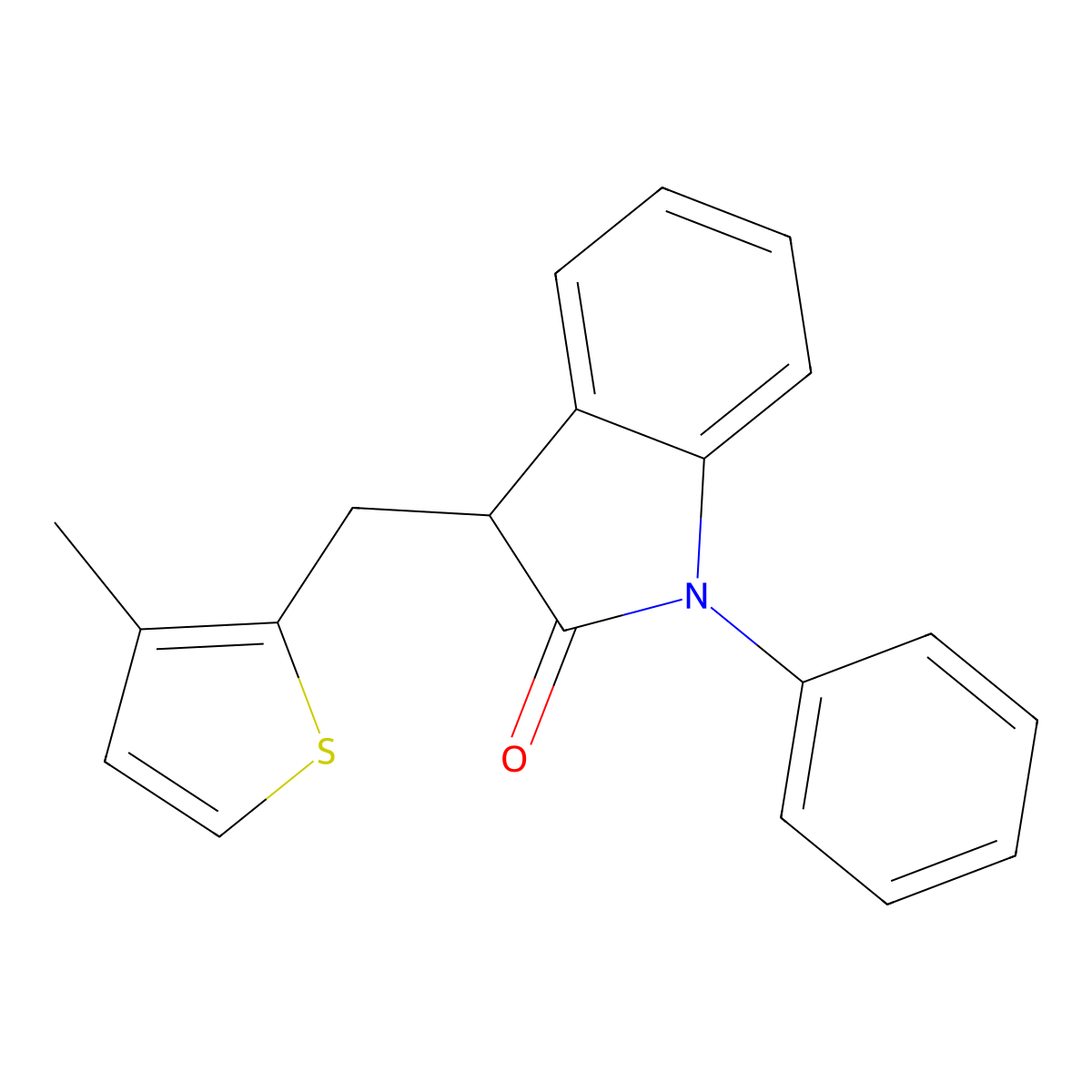 3-[(3-methylthiophen-2-yl)methyl]-1-phenyl-1,3-dihydro-2H-indol-2-one molecular structure, CAS 1033202-07-1