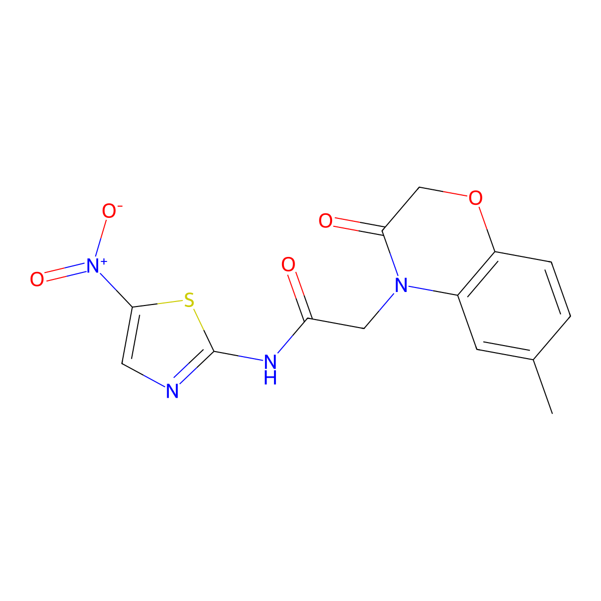 2-(6-methyl-3-oxo-2,3-dihydro-4H-1,4-benzoxazin-4-yl)-N-(5-nitro-1,3-thiazol-2-yl)acetamide molecular structure, CAS 1033202-17-3