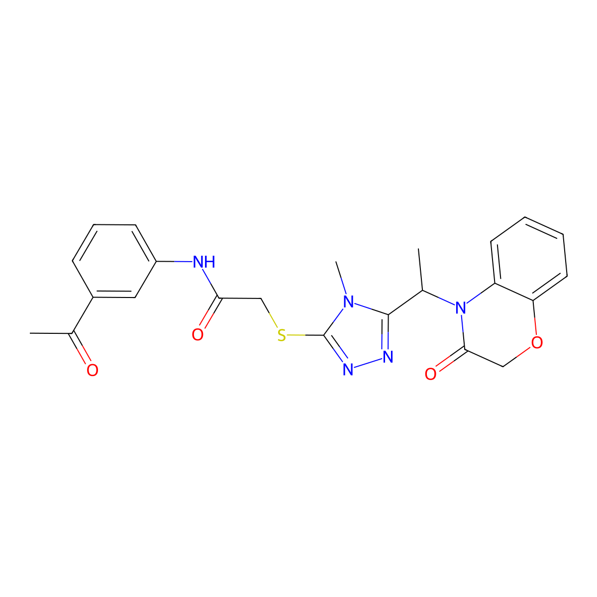 N-(3-Acetylphenyl)-2-({4-methyl-5-[1-(3-oxo-3,4-dihydro-2H-1,4-benzoxazin-4-YL)ethyl]-4H-1,2,4-triazol-3-YL}sulfanyl)acetamide molecular structure, CAS 1033202-21-9