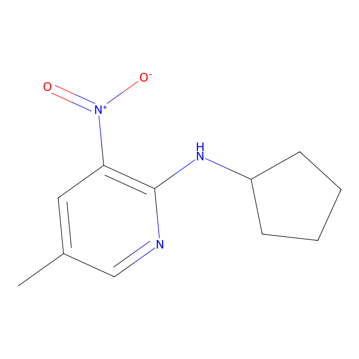 2-Cyclopentylamino-5-methyl-3-nitropyridine molecular structure, CAS 1033202-29-7