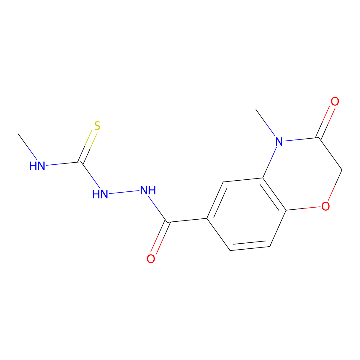 N-methyl-2-[(4-methyl-3-oxo-3,4-dihydro-2H-1,4-benzoxazin-6-yl)carbonyl]hydrazinecarbothioamide molecular structure, CAS 1033202-30-0